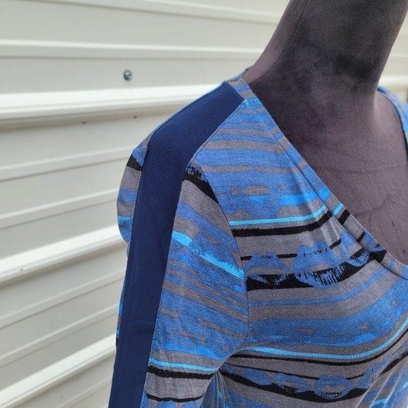 Kirna Zabete for Target Medieval Blue Print Dress Stretch Midi Knit V-Neck M - Picture 10 of 11